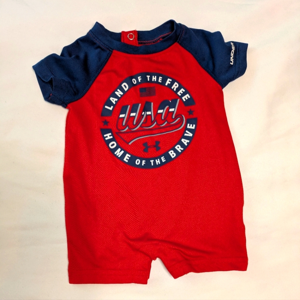 Under Armour Red and Navy Baby Romper
